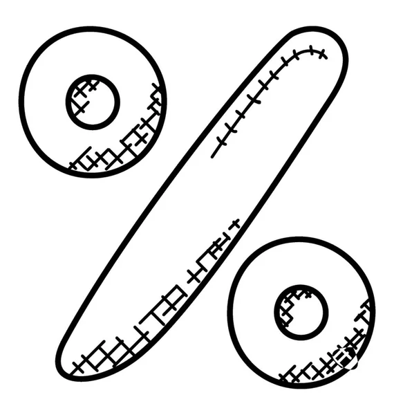 Ikona Doodle Wyświetlono Symbol Procentu Kreską Ułamkową Dwa Równoległe Punkty — Wektor stockowy