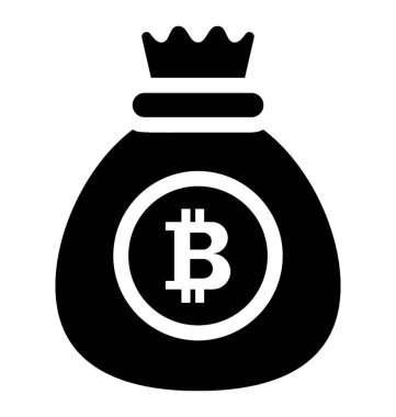 Basit para çantası simgesini bitcoin işaretiyle gösterilen bitcoin nakit.