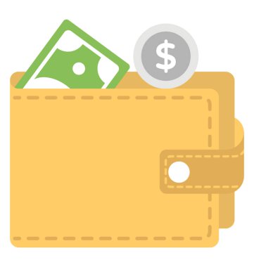Cüzdan dolar nakit para dolu bir simge 