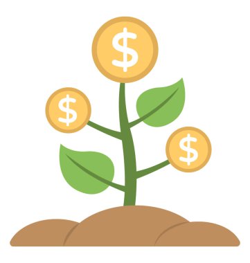 Temettü büyüme kavramı temsil eden dolar sikke ile küçük bir bitki 