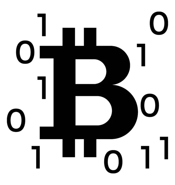 Symbole Binaire Bitcoin Décrivant Logiciel Bitcoin — Image vectorielle