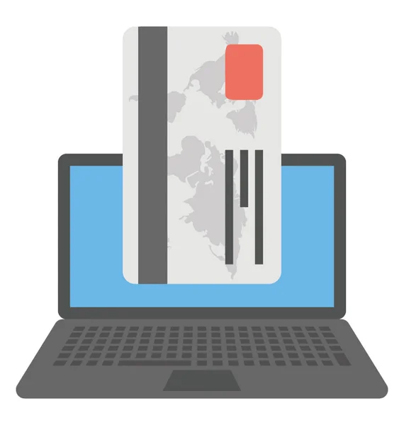 Cyfrowe Karty Bankowości Internetowej Laptopa Wyświetlone Usługi Koncepcja — Wektor stockowy