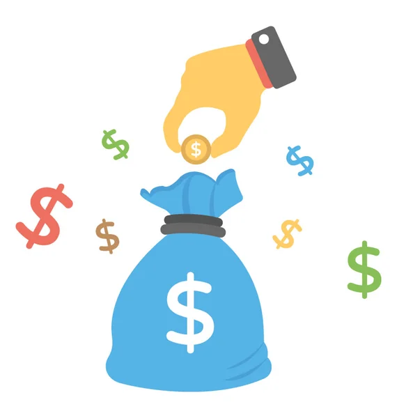 资金图标与美元袋在手代表的钱的概念 由一个组织或政府提供 — 图库矢量图片