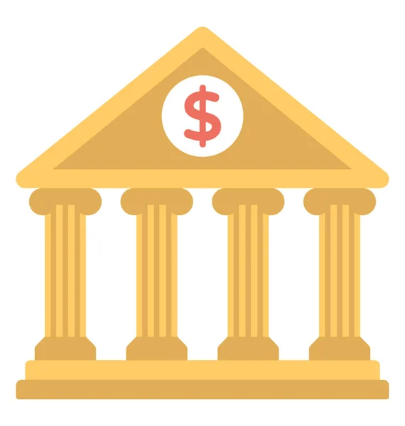 Внешний Вид Здания Банка Монетным Знаком Доллара — стоковый вектор