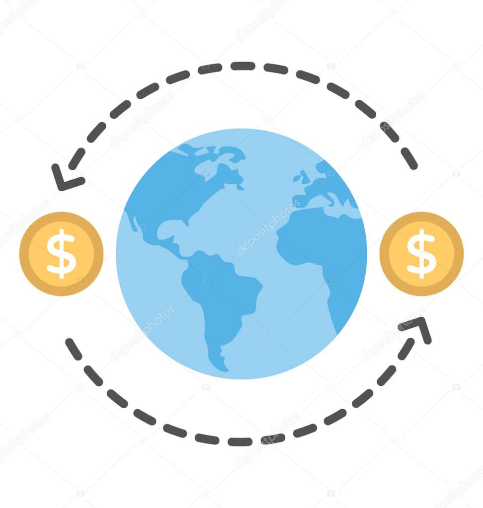 Global exchange representation via dollar exchanging arrows refers to foreign exchange 