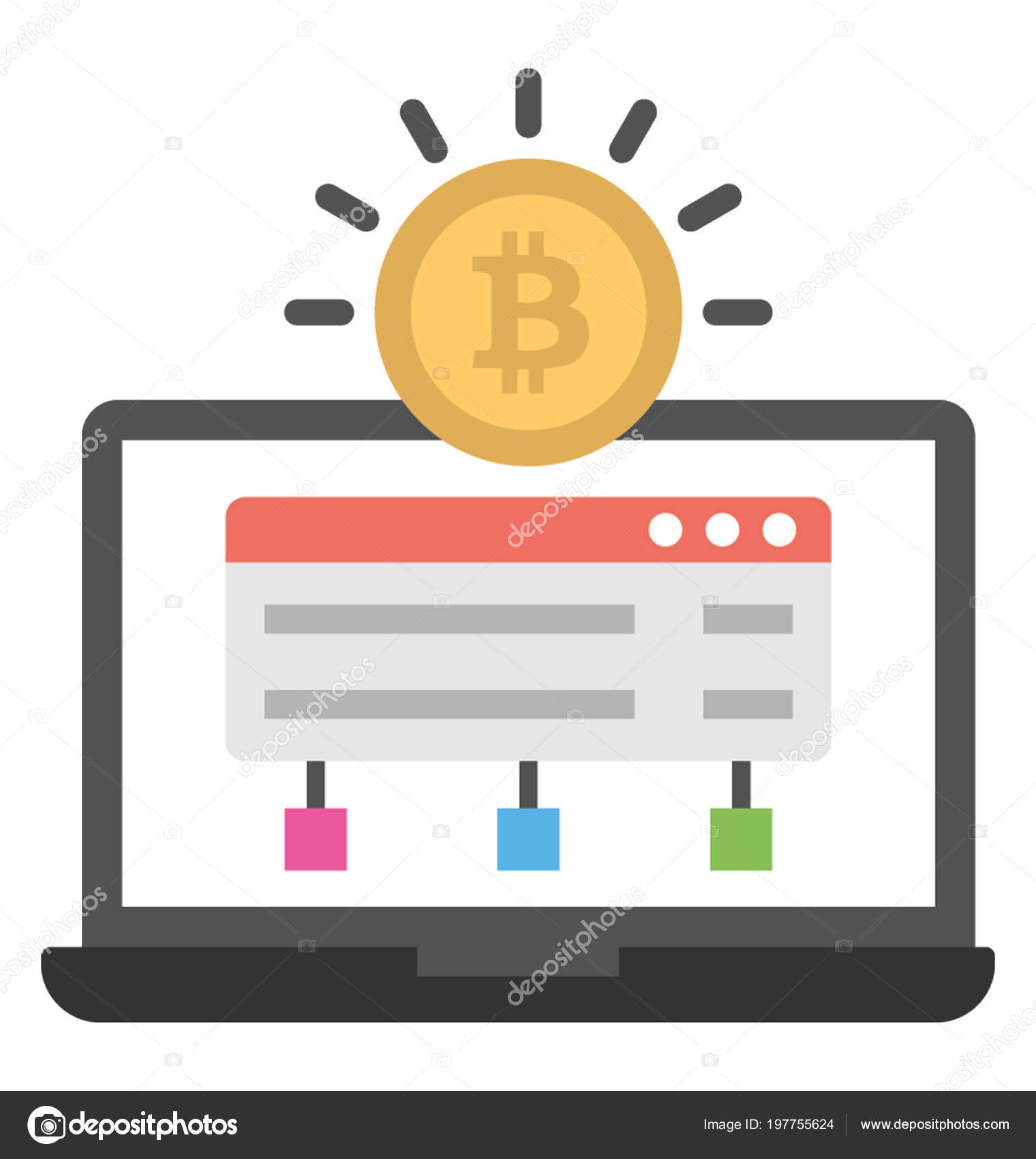 Laptop Screen Displaying Digital Card Showing Bitcoin Software - 