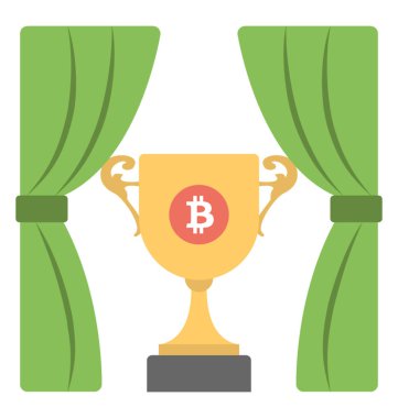 Kazanan kupa ile bir simge ile B blok ödül açıklayan bir blok başarısında cryptocurrency damgalı
