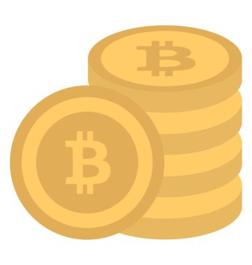 Bitcoins düz simgesi tasarım yığını 