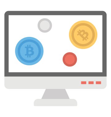 Online kazanç kavramını gösterilen dijital para birimi simgeleri ile Mac ekran 