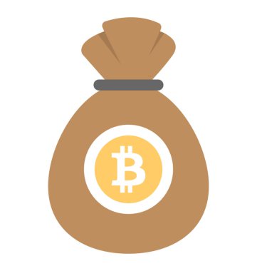 Bitcoin çanta bir simge sunan dijital para birimi simgesiyle damgalı para çuvalı 