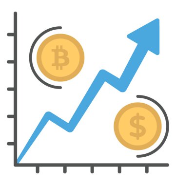 A grafik dijital ve geleneksel para biriminin döviz kurlarını karşılaştırarak stok ok ile tasvir için simge usd vs bitcoin oranı sunan