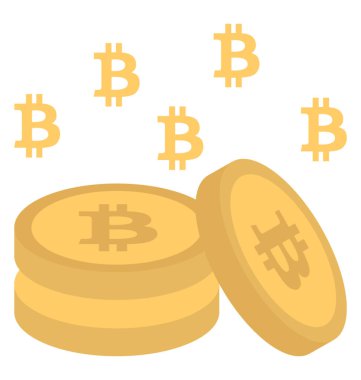 Bitcoins yağmurlama bitcoins göstermek için bir simge ile yığını 