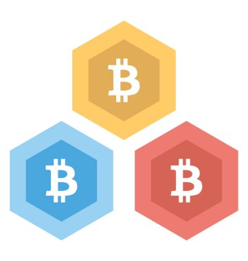 Dijital para üç blok aynı anda gösteren bitcoin blok kavramı yer 
