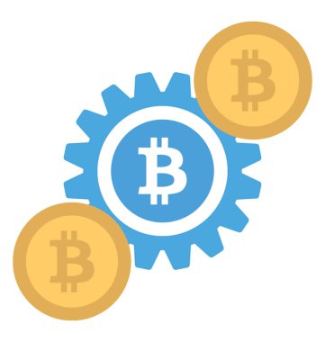 Dişliler ve bitcoin simgeleri bitcoin yönetimi kavramı veren birlikte 