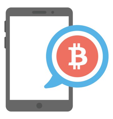 Mobil ekran ile Bitcoins B, bitcoin bildirim kavramı gösteren mükemmel bir tasarım sembolize bir bildirim gösteren