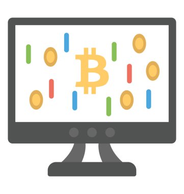 Dijital para bitcoin kazanç masaüstü ekran gösteren kavramı üzerinde yağmur