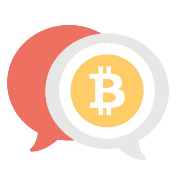 Sohbet kabarcık ve bitcoin simgesi nerede insanlar konuş gerçekleştirmek bitcoin bir forum gösterilen birlikte sohbetleri