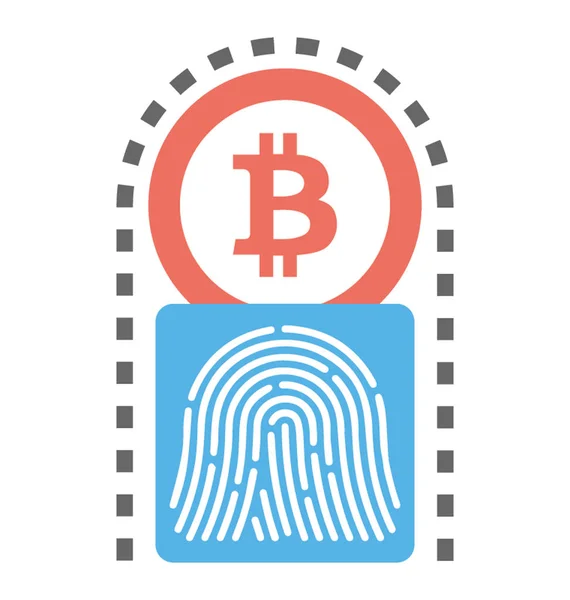 Scanner Pouce Avec Empreinte Digitale Symbole Bitcoin Donnant Vue Des — Image vectorielle