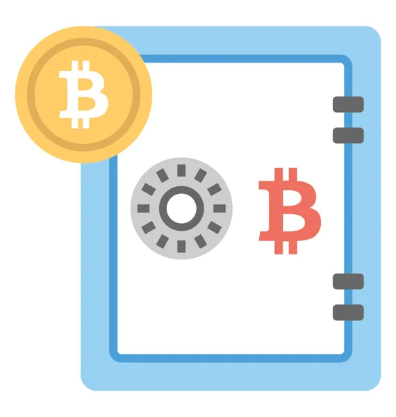 Casier Combinaison Avec Des Signes Bitcoin Différentes Couleurs Est Une — Image vectorielle