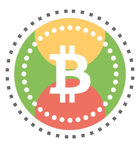 Colorfully Designed Icon Bitcoin Sign First Decentralized Digital Currency — Stock Vector