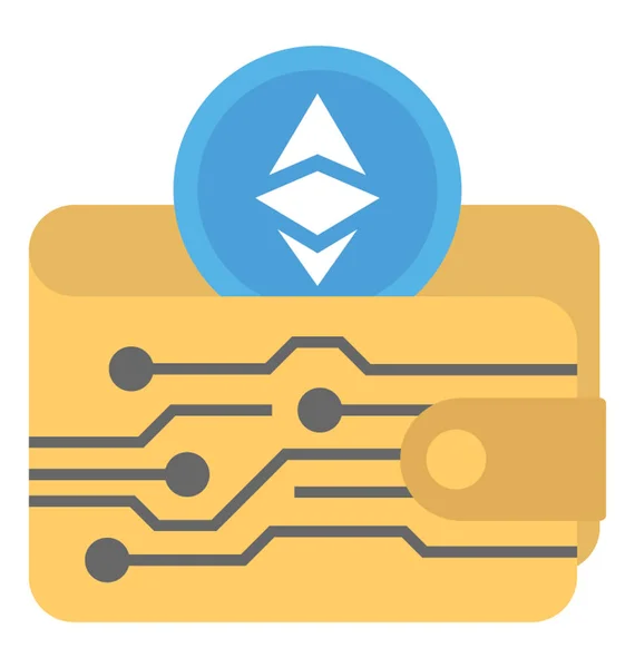 Chip with digital waves and ethereum sign is showing ethereum wallet sign