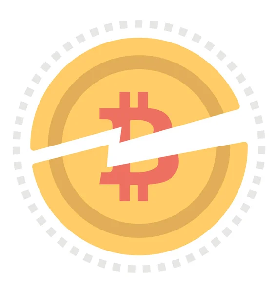 Bitcoin Symbole Officiel Coupé Deux Moitiés Égales Montrant Bitcoin Moitié — Image vectorielle