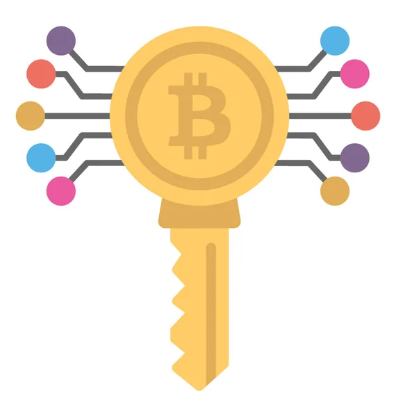 Linka Končí Bublinkami Uzly Klíč Názvem Bitcoin Perfektní Zobrazení Klíčových — Stockový vektor