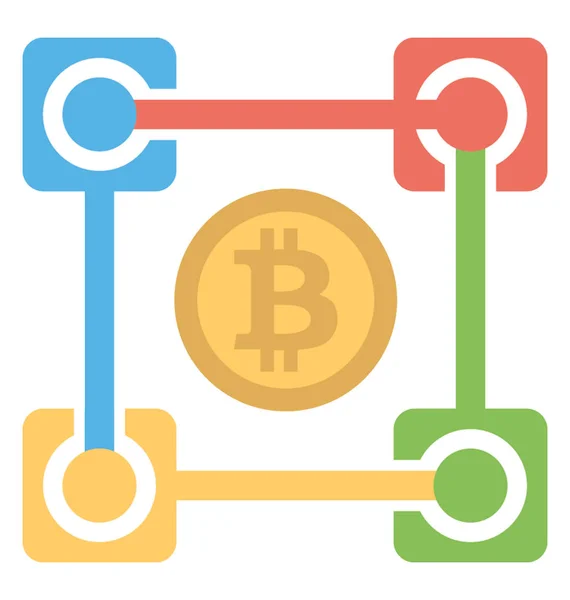 Bitcoin Moeda Digital Bloqueado Armadilha Linhas Dos Melhores Ícones Blockchain — Vetor de Stock