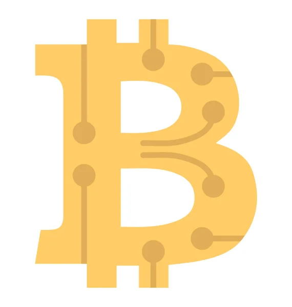 Capital Letter Designed Digital Nodes Pattern Symbolising Bitcoin Symbol — Stock Vector
