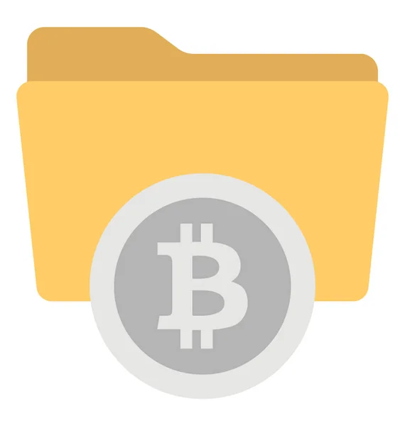 Bitcoin Dossier Icône Plate — Image vectorielle