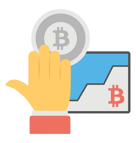 Цифрові Карти Цифрові Гроші Руки Enforcing Bitcoin Інвестиційної Ідеї — стоковий вектор