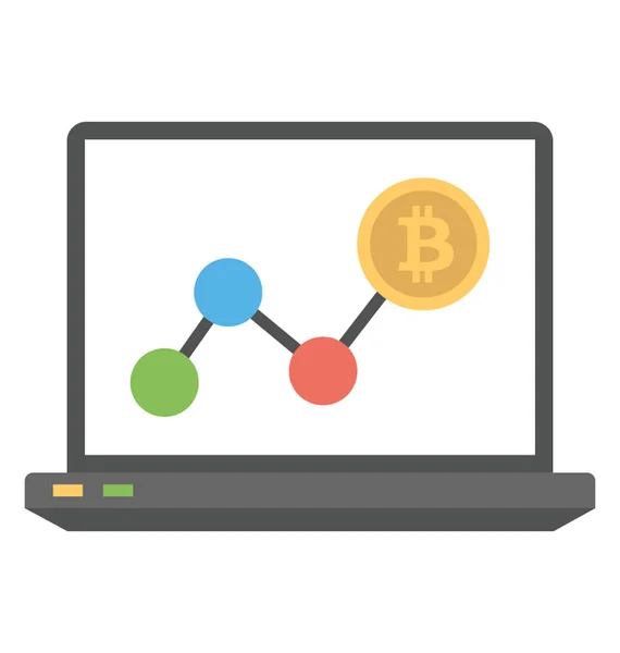 Laptop Scherm Met Grafiek Wijzen Omhoog Geven Bitcoin Winst Concept — Stockvector