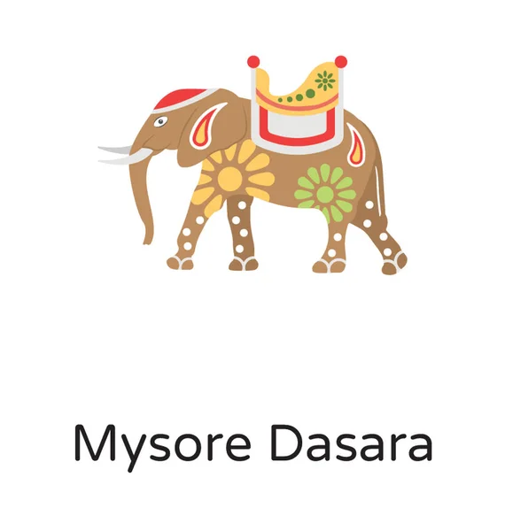 Egy Díszített Elefánt Avatar Baring Ünneplés Mysore Dasara Fesztivál — Stock Vector