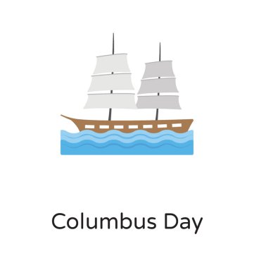 İki nauticles Kolomb Günü fikrine sürükleyici ile mavi dalgalı okyanusta büyük bir gemi