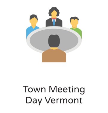 People around a meeting desk celebrating town meeting day vermont clipart
