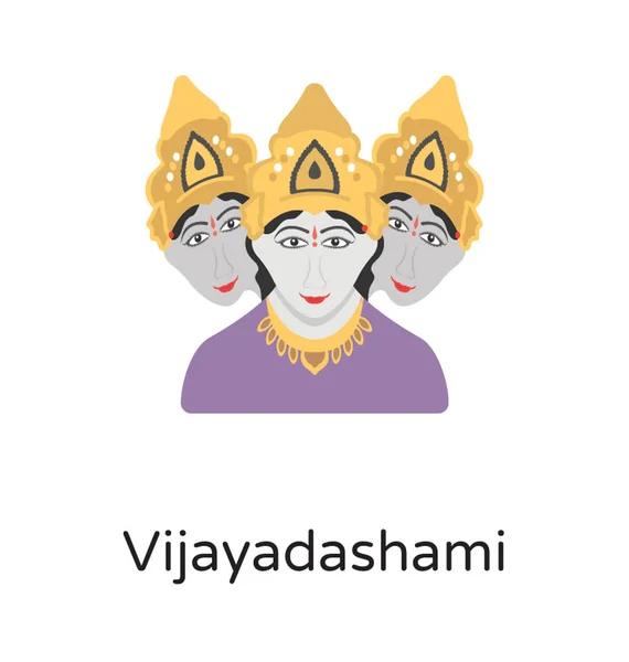 A hindu religious symbol of goddess with three heads indicating the celebrations of vijayadashami event