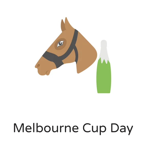 Pferd Mit Weinflasche Ist Die Perfekte Darstellung Des Melbourne Cup — Stockvektor