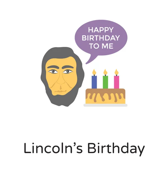 Abraham Lincolns Avatar Happy Birthday Text Cake Candles Describing American — Stock Vector