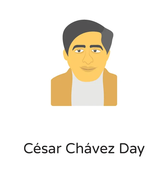 Activiste Civil Coureur Mouvement Syndical Cesar Chavez Avatar Représente Icône — Image vectorielle