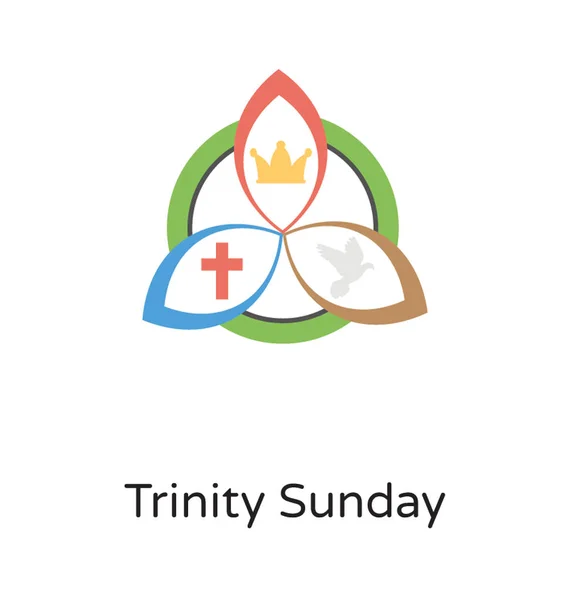 Three Holy Christian Religious Symbols Showing Trinity Sunday Celebration — Stock Vector