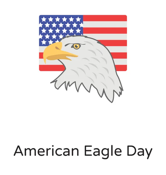 Águila Calva Con Bandera Americana Que Simboliza Día Del Águila — Vector de stock