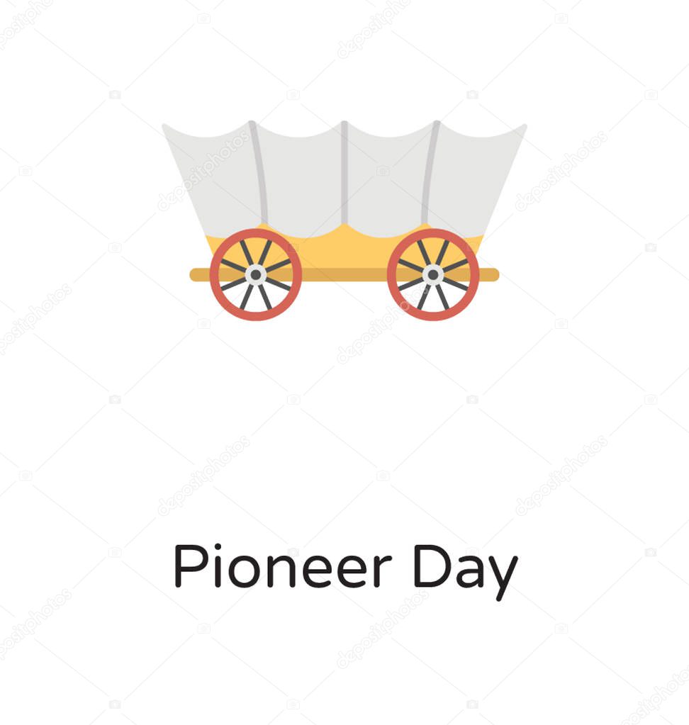 Mormon handcart with two wheels is depicting the celebration of pioneer day