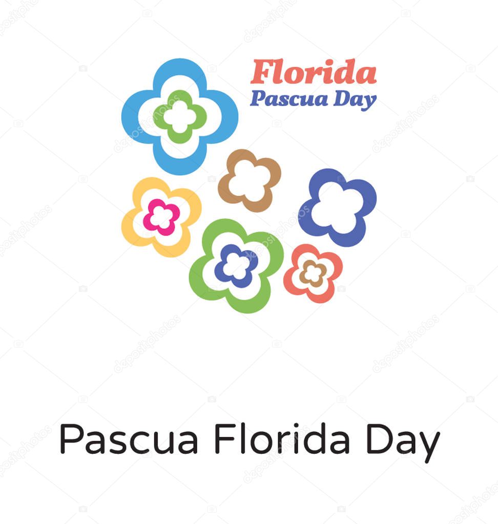 Flowers and nature are the speciality of florida so a flat icon with flora and florida pascua day text is perfect depiction of florida day