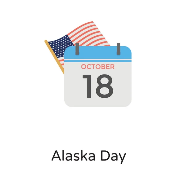 Calendario Con Fecha Del Octubre Representa Día Alaska Transferencia Alaska — Vector de stock