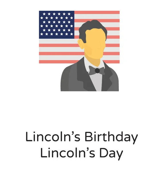 Abraham Lincoln Avatar Frente Bandera Americana Está Describiendo Fiesta Legal — Vector de stock