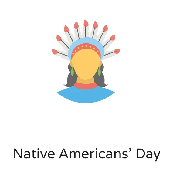 Bir Kızılderili Insan Avatar Etnik Görünüşte Kızılderili Günü Kutlama Bize — Stok Vektör