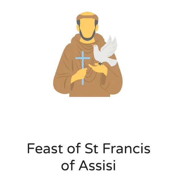 Menschlicher Avtar Des Francis Von Assisi Mit Der Taube Der — Stockvektor