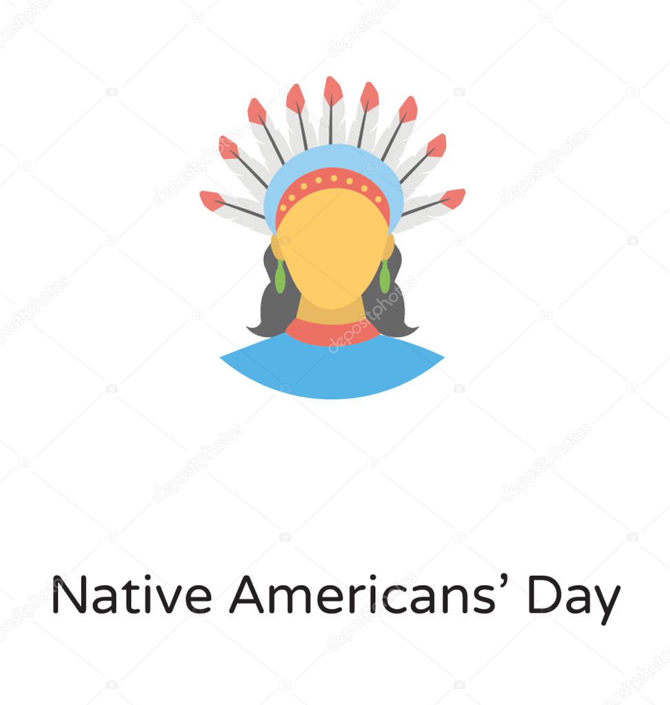 A native american human avatar in ethnic appearance is proclaiming the idea of native american day celebration, observed in us every year