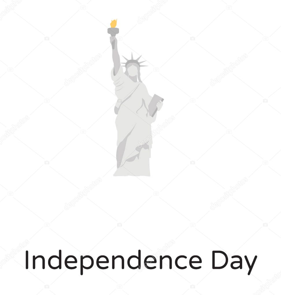 Icon with statue of liberty is proclaiming the american independence day celebrations