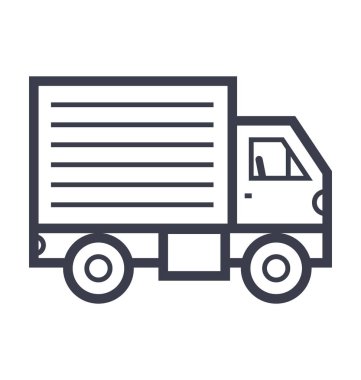 Lojistik kamyonu düz hat illüstrasyon